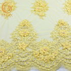 เสื้อผ้าคลาสสิก 3D ปักลายดอกไม้ลูกปัด 135 ซม. กว้าง 80％ Nylon