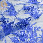 ผ้าลูกไม้แต่งงานสีน้ำเงิน MDX ลายดอกไม้หรูหรา 135 ซม. กว้าง