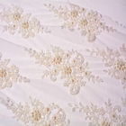 เย็บปักถักร้อยเจ้าสาวผ้าลูกไม้แต่งงานสีขาวลูกปัดที่กำหนดเอง 20% Polyester