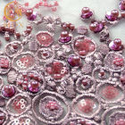 ODM Fuchsia Lace Fabric ปักไนลอน 80% พร้อมตกแต่งแวววาว