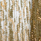 ผ้าไนลอน 3D ดอกไม้ลูกไม้สีทอง 135 ซม. กว้าง
