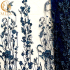 ผ้าลูกไม้ปักลายดอกไม้ 3 มิติสีน้ำเงินเข้มสำหรับชุดราตรี
